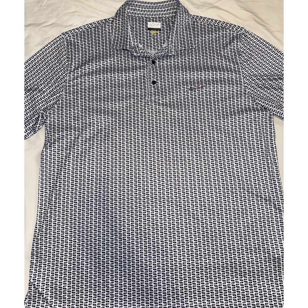Mens Greg Norman Polo Golf Shirt 100% Poly Size XL Color Navy/White New No Tags